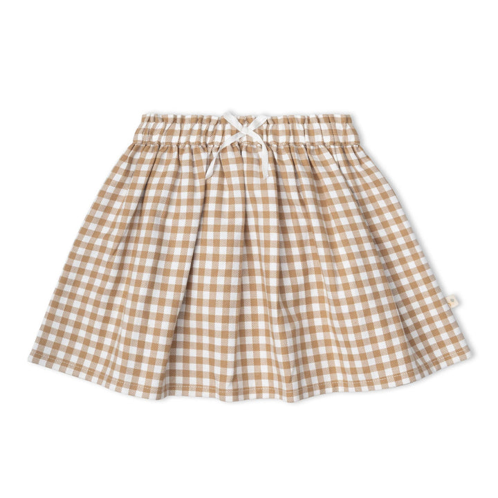 Organic Twill Skirt | Oat Gingham