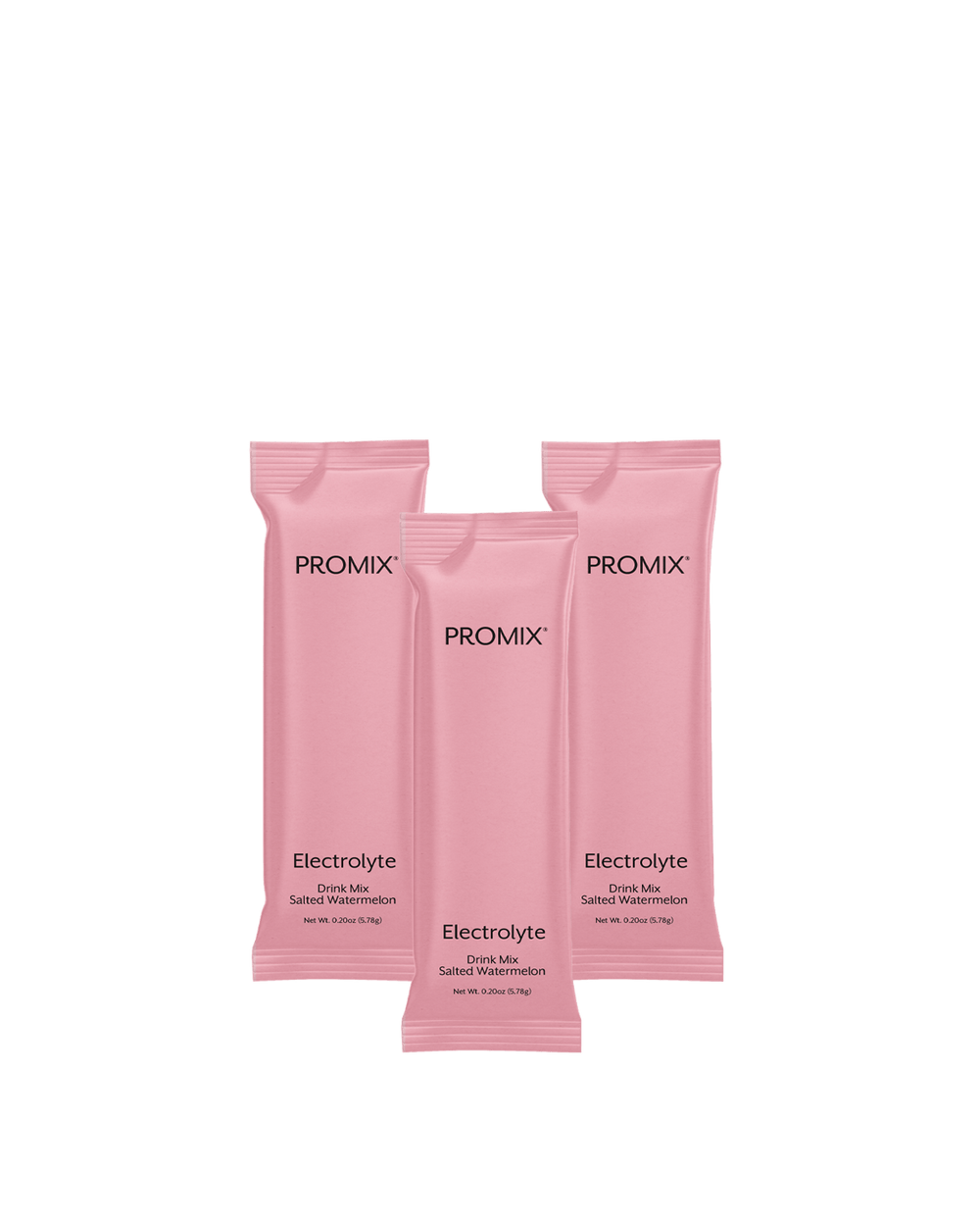 Three pink packets of Promix Electrolyte Salted Watermelon Drink Mix