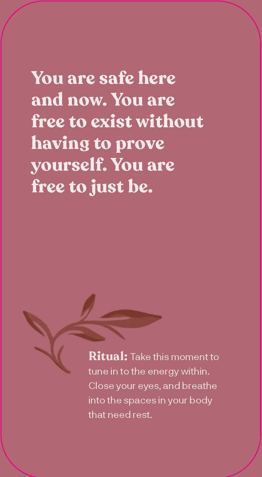 Ritual practice on pink card