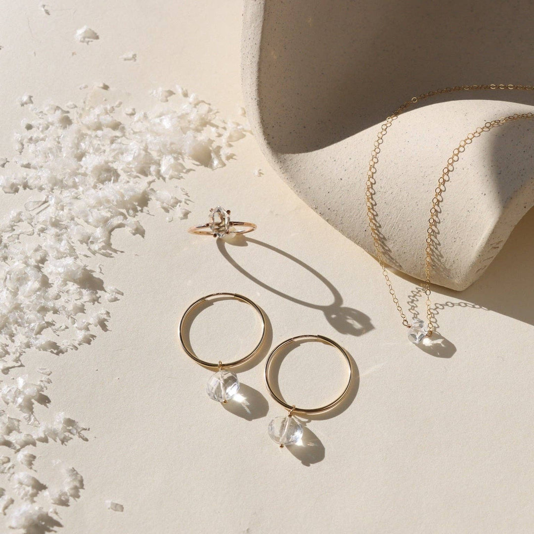 Faceted Crystal Hoops | 14k Gold Fill - Echo Market