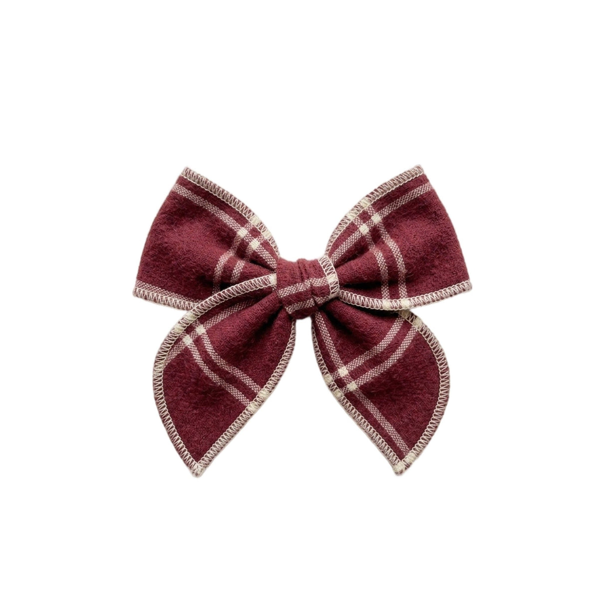 Flannel Bow Hair Clip | Pomegranate Plaid - Echo Market