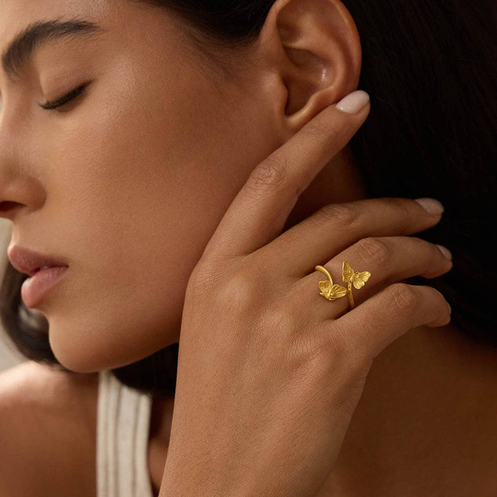 Freedom to Soar Adjustable Double Butterfly Ring - Echo Market