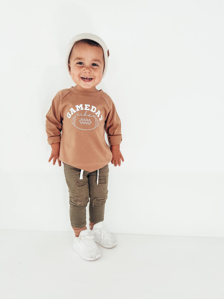 'Game Day Vibes' Football Pullover | Organic Cotton Sweatshirt for Baby and Kids - Echo Market