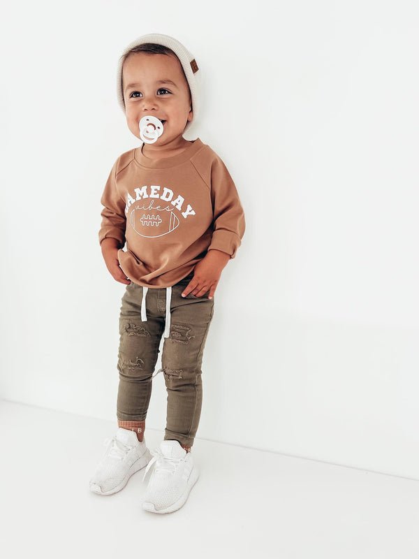 'Game Day Vibes' Football Pullover | Organic Cotton Sweatshirt for Baby and Kids - Echo Market