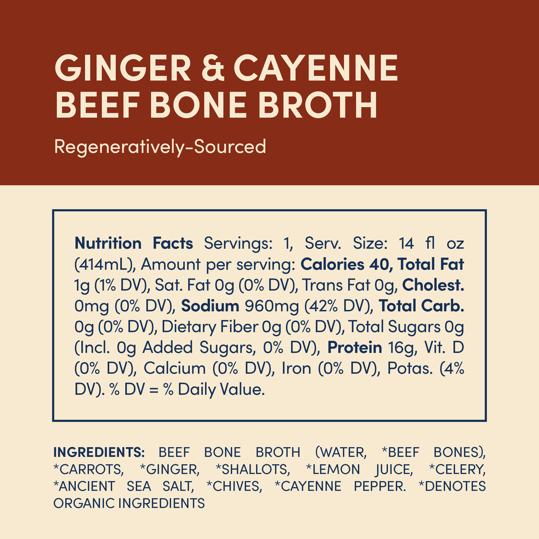 Ginger & Cayenne Grass - fed Regenerative Beef Bone Broth - Echo Market