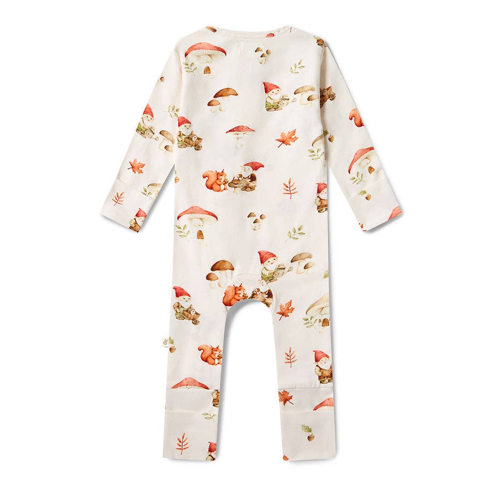 Gnomes Organic Snugglesuit Convertible Romper on a white background