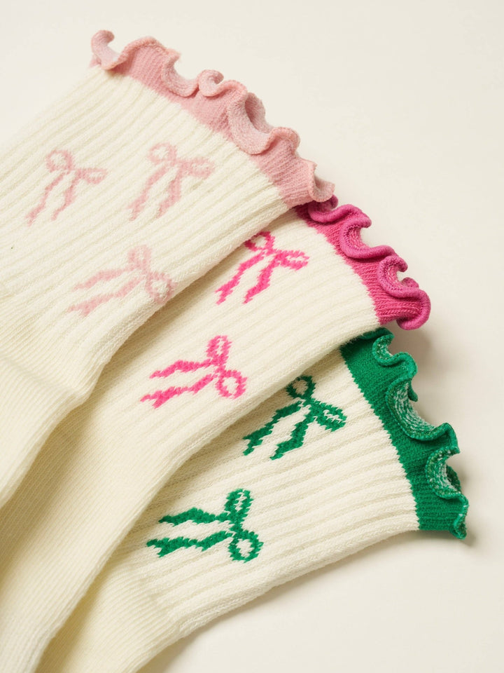 🎀 Green Bow Ruffle Grip Sock | Pilates Socks - Echo Market