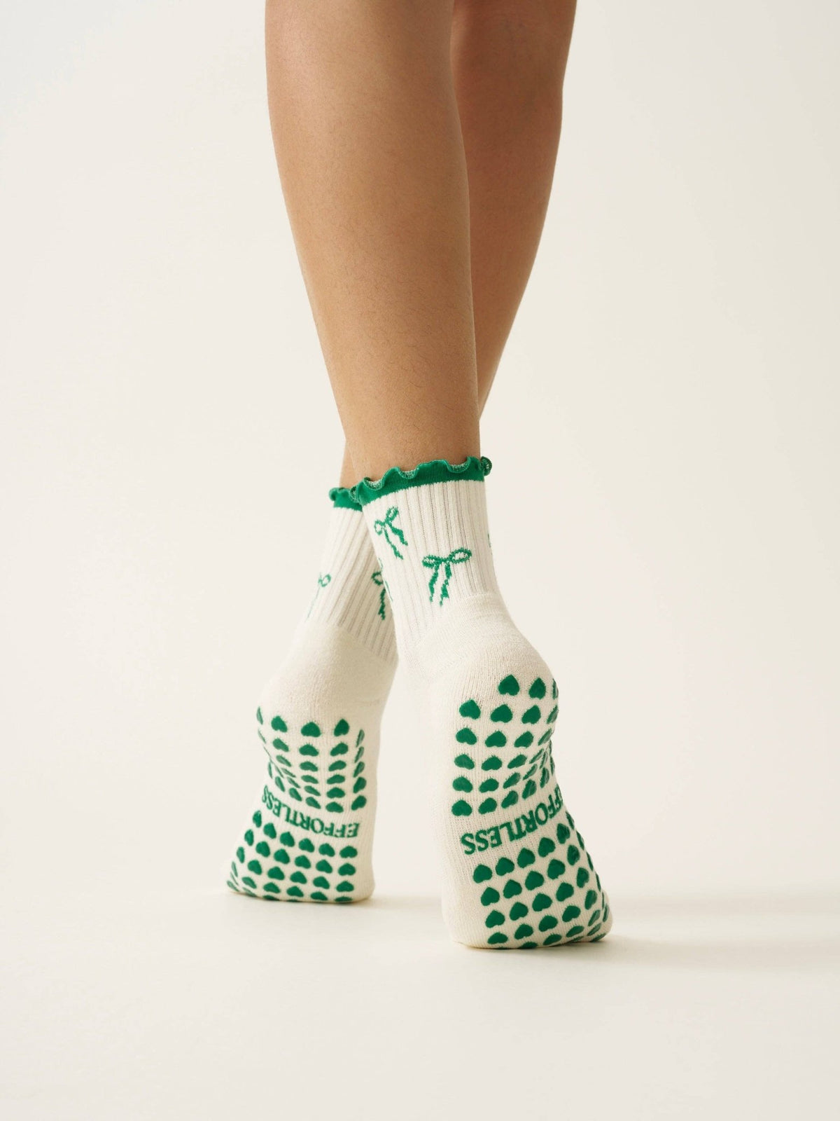 🎀 Green Bow Ruffle Grip Sock | Pilates Socks - Echo Market