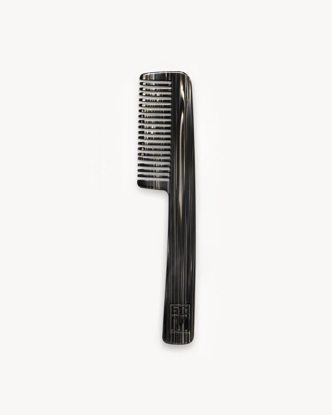 Black Pearl-patterned handle comb on a white background