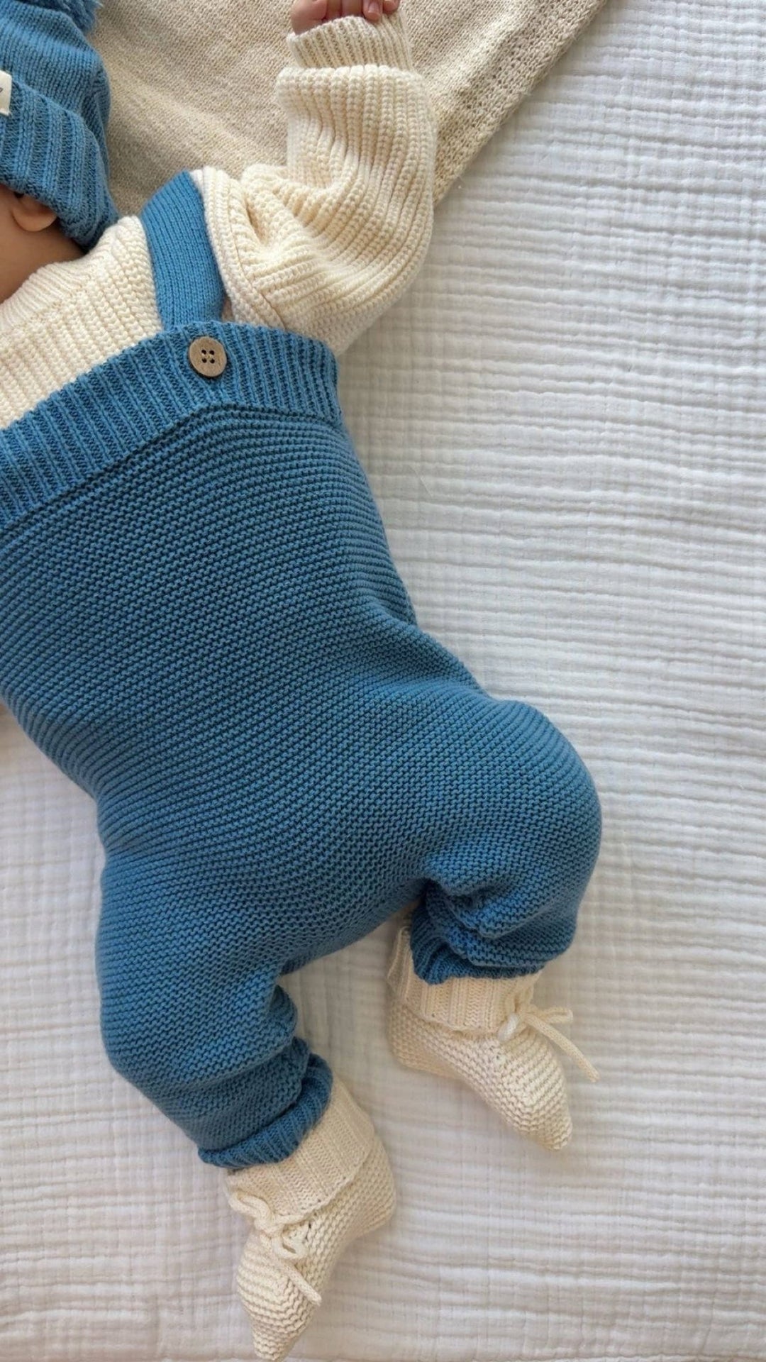 High - Waisted Knit Suspenders | Denim Blue - Echo Market