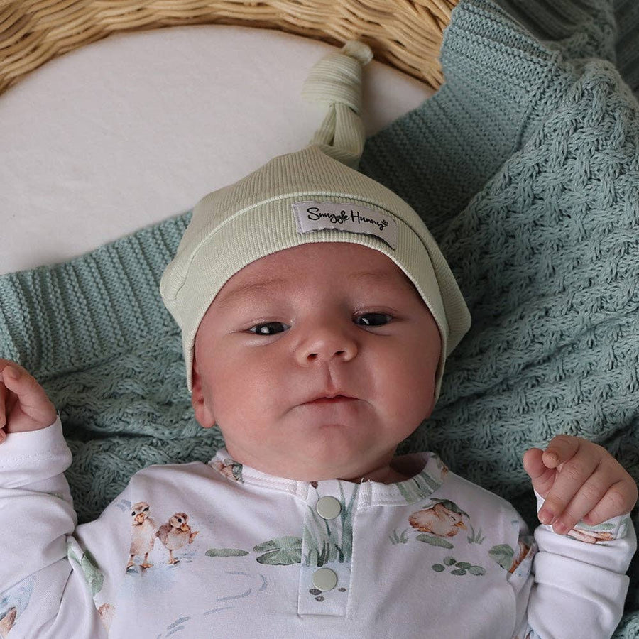 Honeydew Ribbed Organic Knotted Beanie - Echo Market
