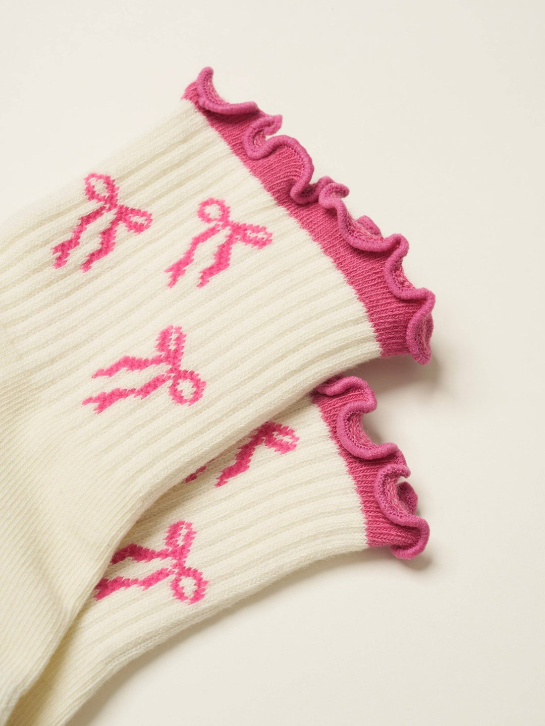 🎀 Hot Pink Bow Ruffle Grip Sock | Pilates Socks - Echo Market