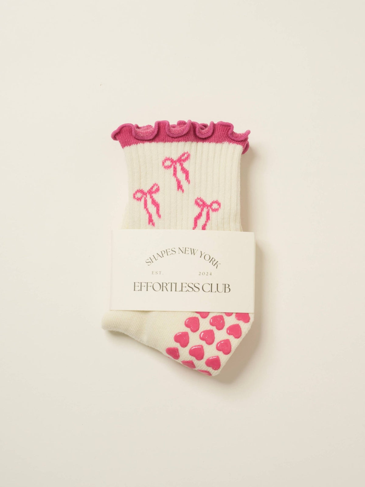 🎀 Hot Pink Bow Ruffle Grip Sock | Pilates Socks - Echo Market