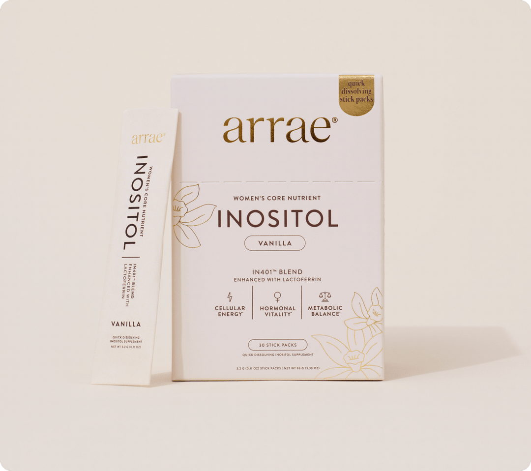 Box of arrae Inositol supplement with a white background