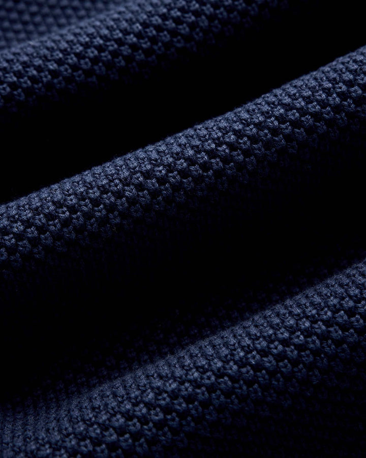 Close-up of The Crawford Sweater in Navy 