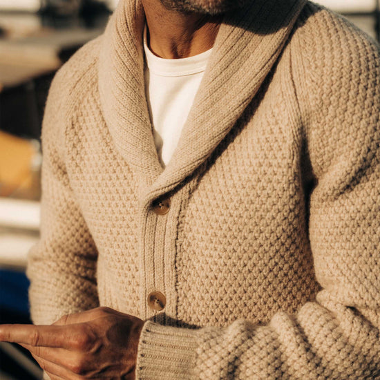 The Fisherman Shawl Cardigan | Heather Oat Merino