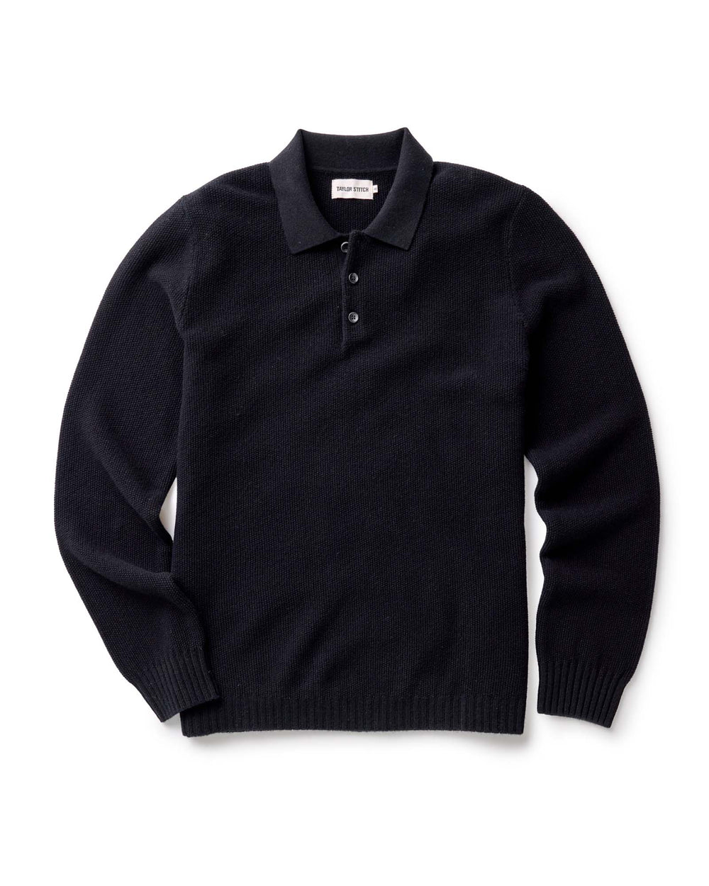 Black sweater with collar on a white background
