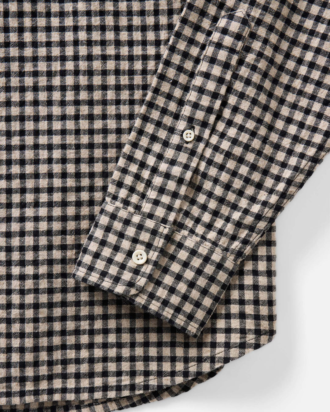 Close-up of The California Shirt in Breaker Gingham, showing the fabric texture and button details.