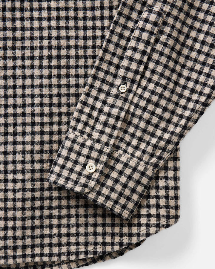Close-up of The California Shirt in Breaker Gingham, showing the fabric texture and button details.