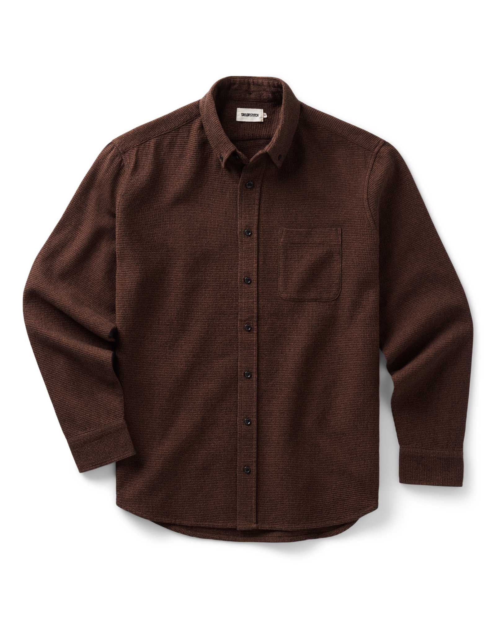 The Jack Shirt in Timber Twist Waffle with a single chest pocket, laid flat against a white background.