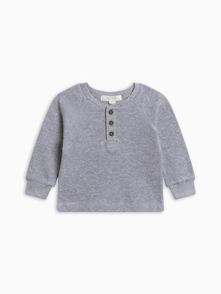 Jones Waffle Knit Henley Raglan Shirt | Ashen - Echo Market