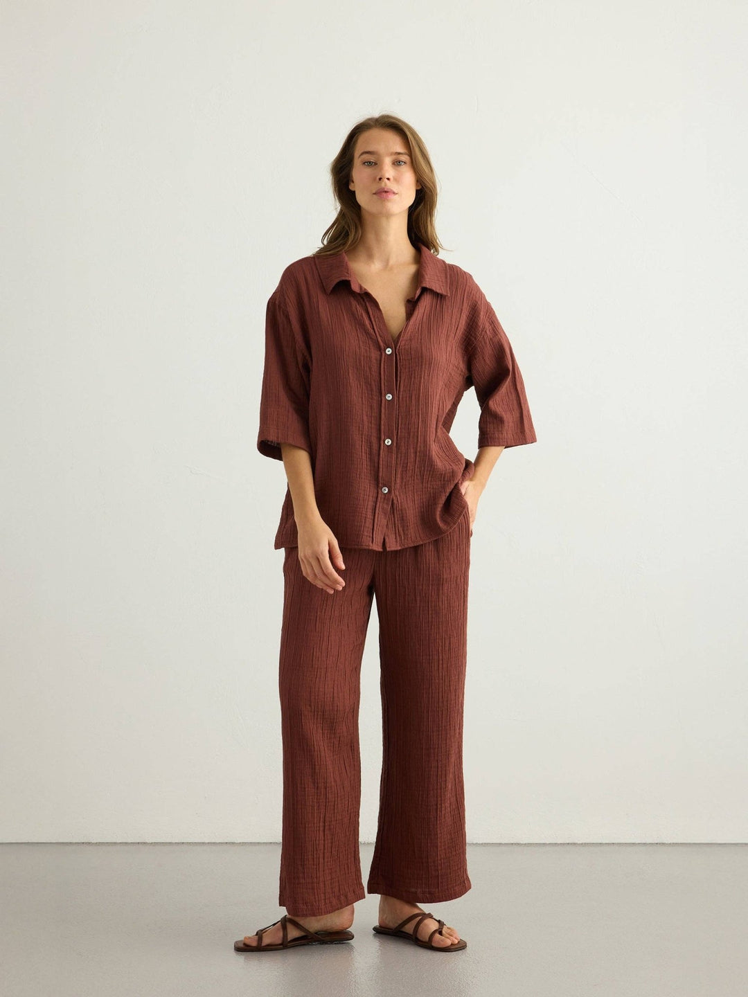 Kaya Boyfriend Shirt | Terracotta - Echo Market