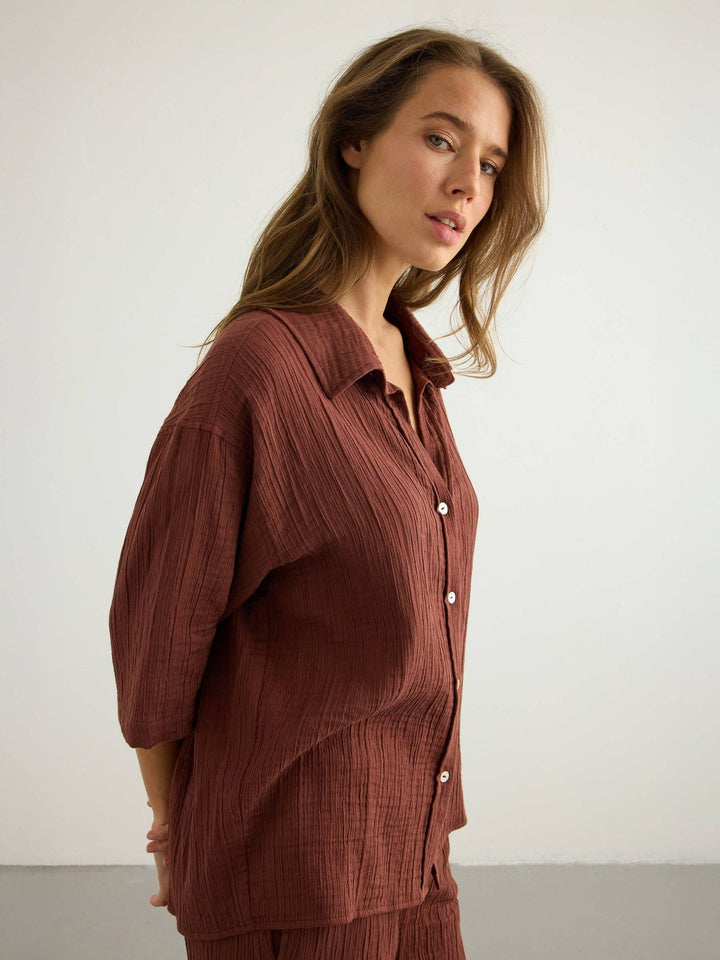 Kaya Boyfriend Shirt | Terracotta - Echo Market