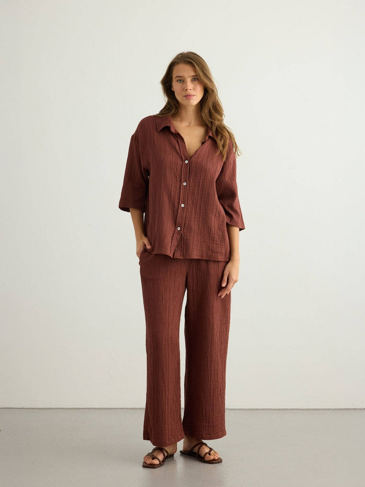 Kaya Boyfriend Shirt | Terracotta - Echo Market