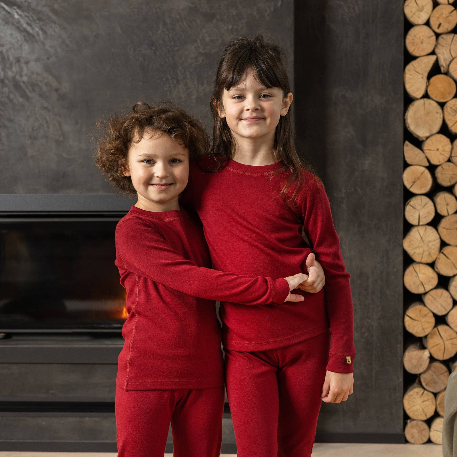 Kids' Merino 250 Long Sleeve Crew | Royal cherry - Echo Market