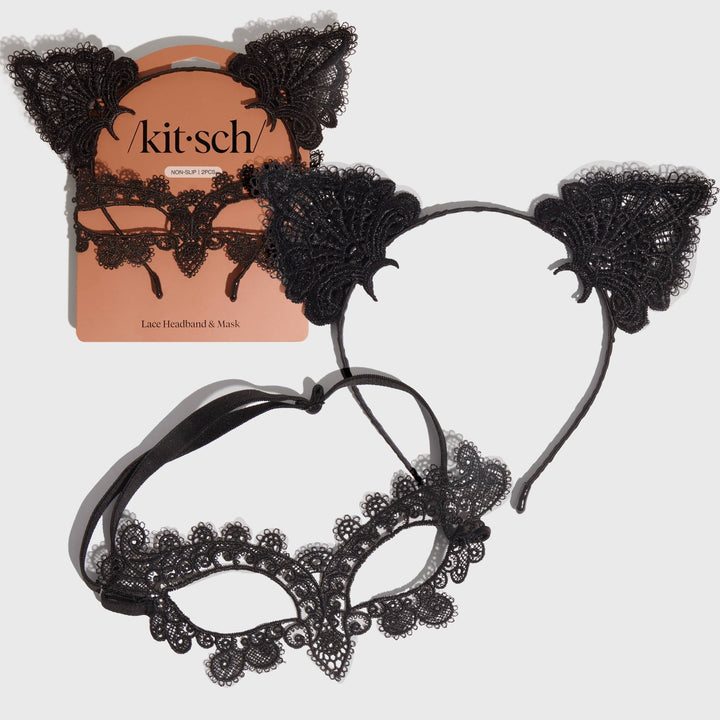 Lace Headband & Mask 2pc Set | Black Cat - Echo Market
