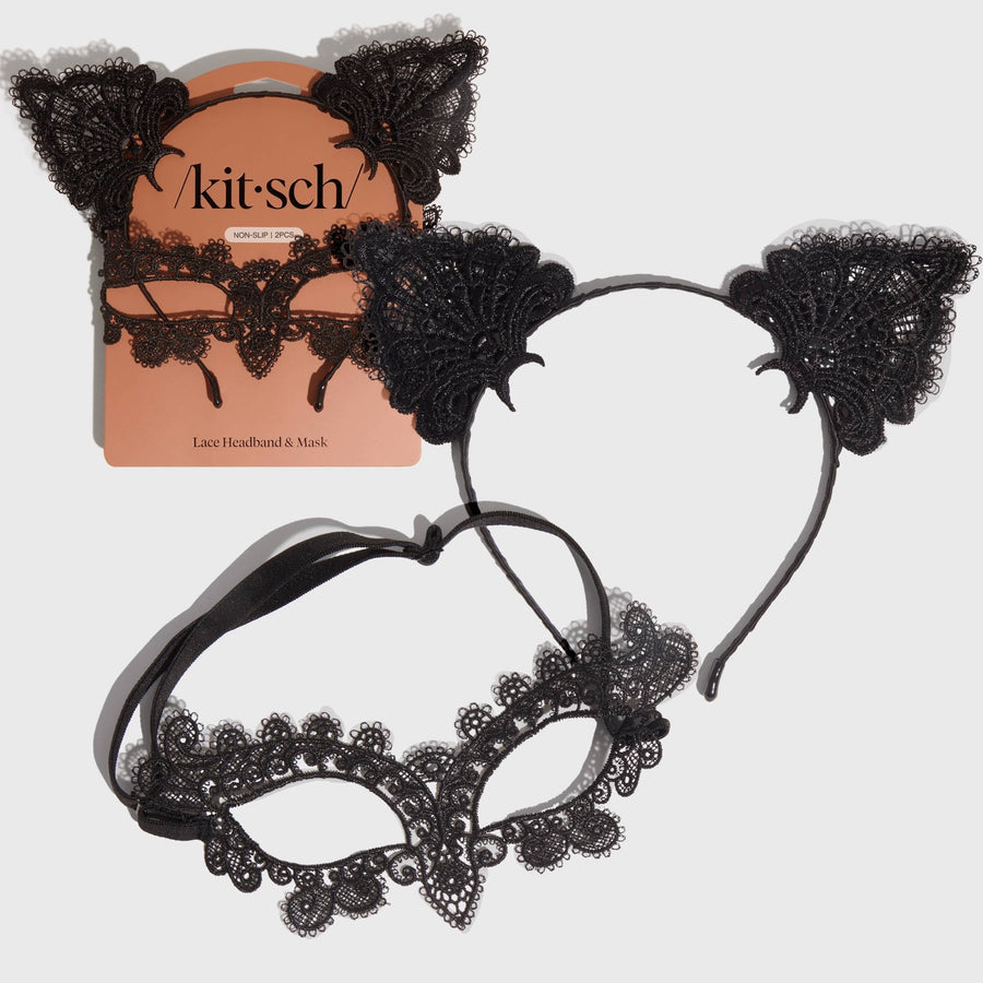 Lace Headband & Mask 2pc Set | Black Cat - Echo Market