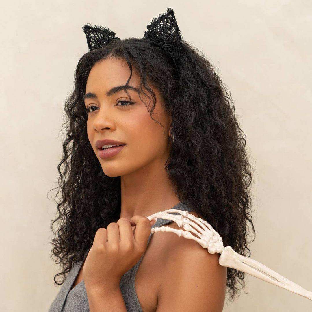 Lace Headband & Mask 2pc Set | Black Cat - Echo Market