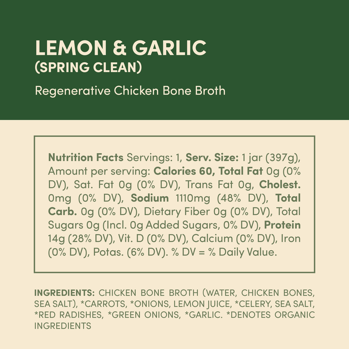 Lemon & Garlic Pasture - Raised Regenerative Chicken Bone Broth - Echo Market