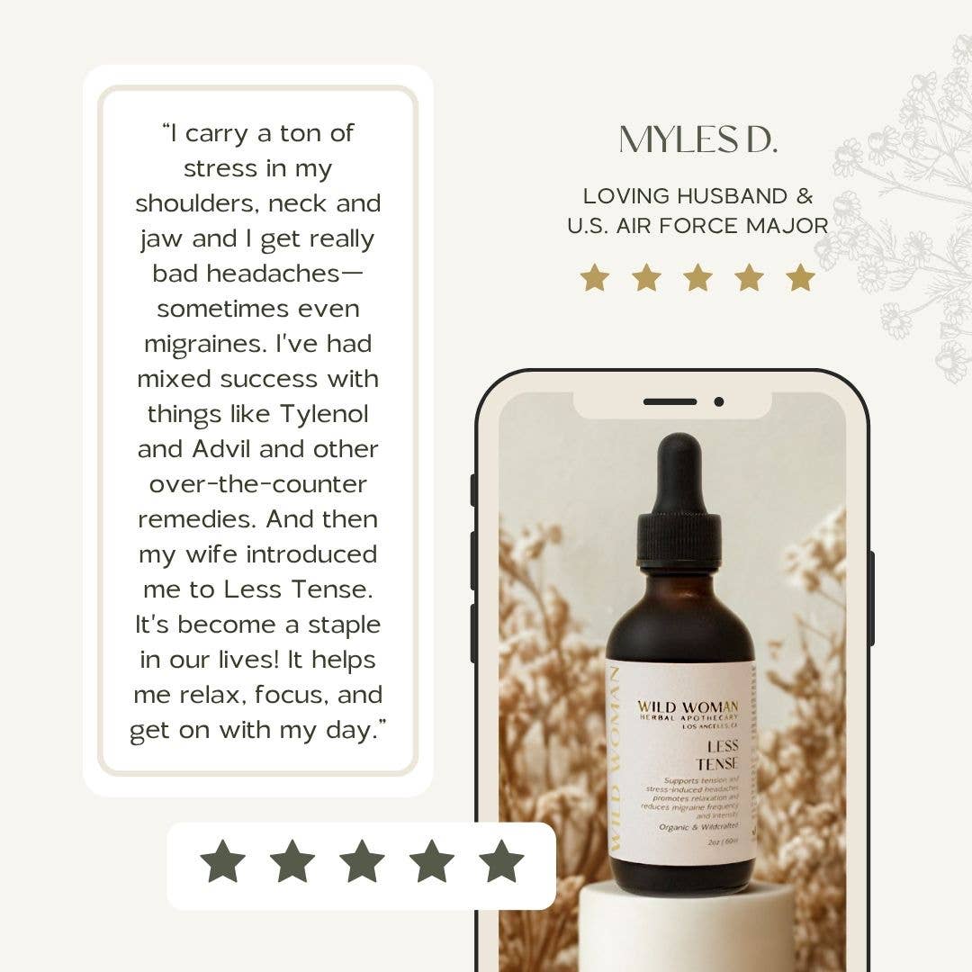 Less Tense | Tension Headache &amp; Migraine Herbal Tincture - Echo Market