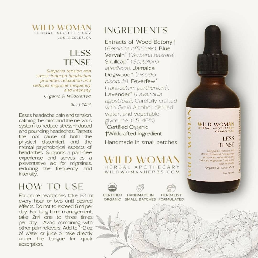 Less Tense | Tension Headache &amp; Migraine Herbal Tincture - Echo Market