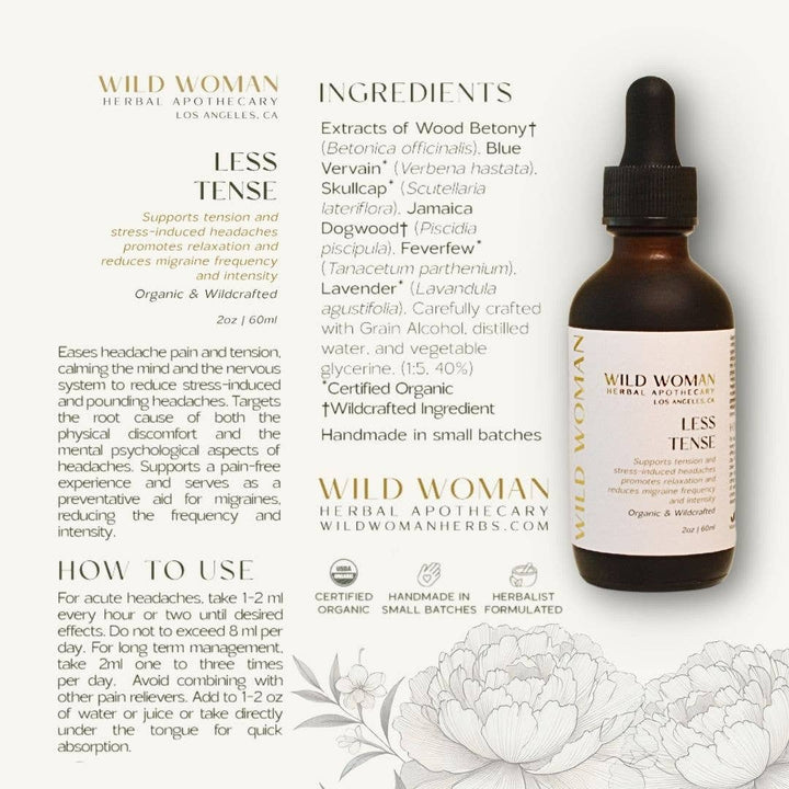 Less Tense | Tension Headache &amp; Migraine Herbal Tincture - Echo Market