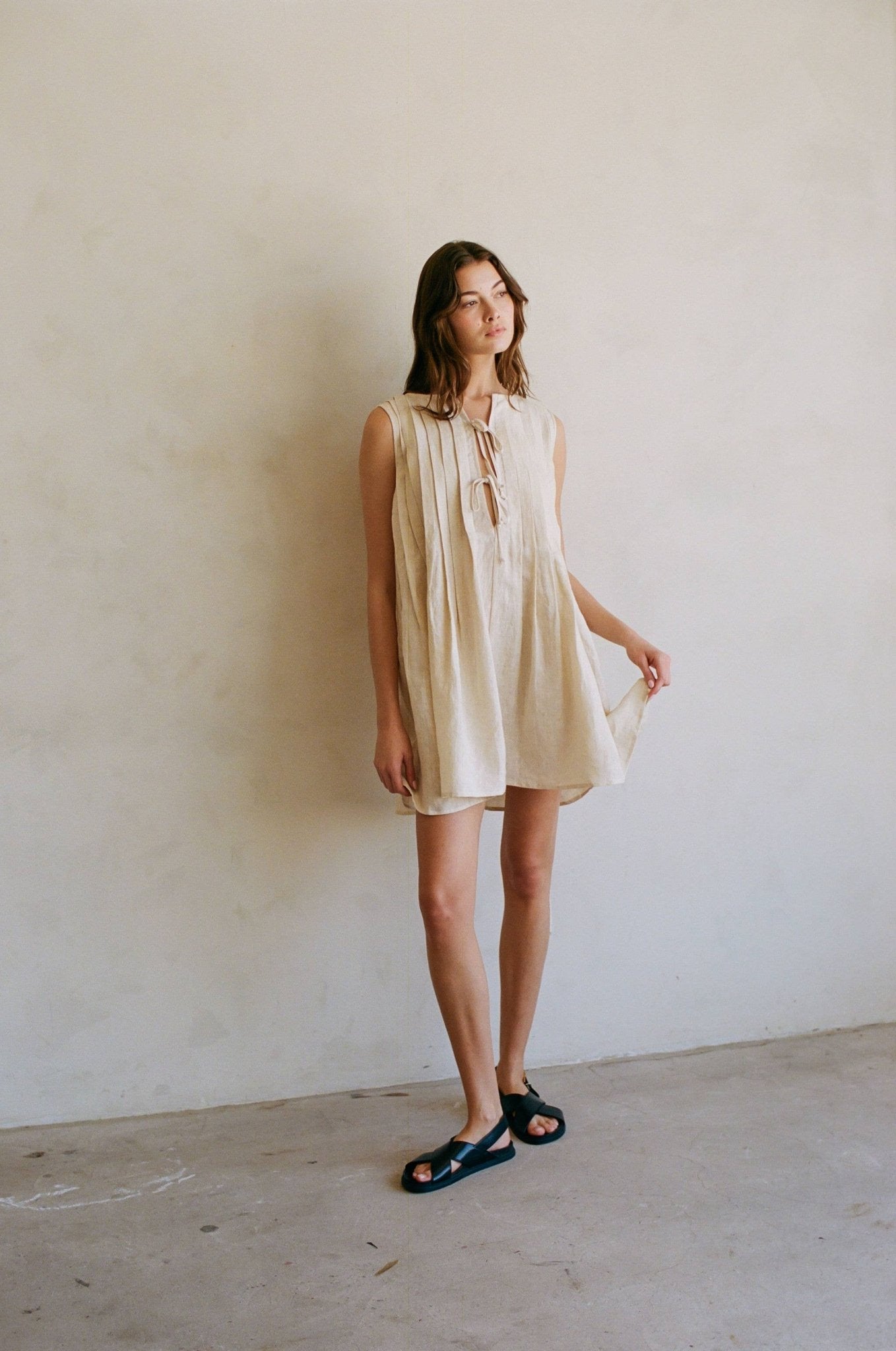 Linen Flare Mini Dress - Echo Market