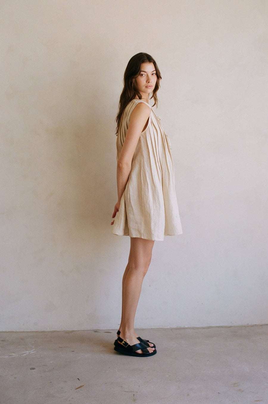 Linen Flare Mini Dress - Echo Market