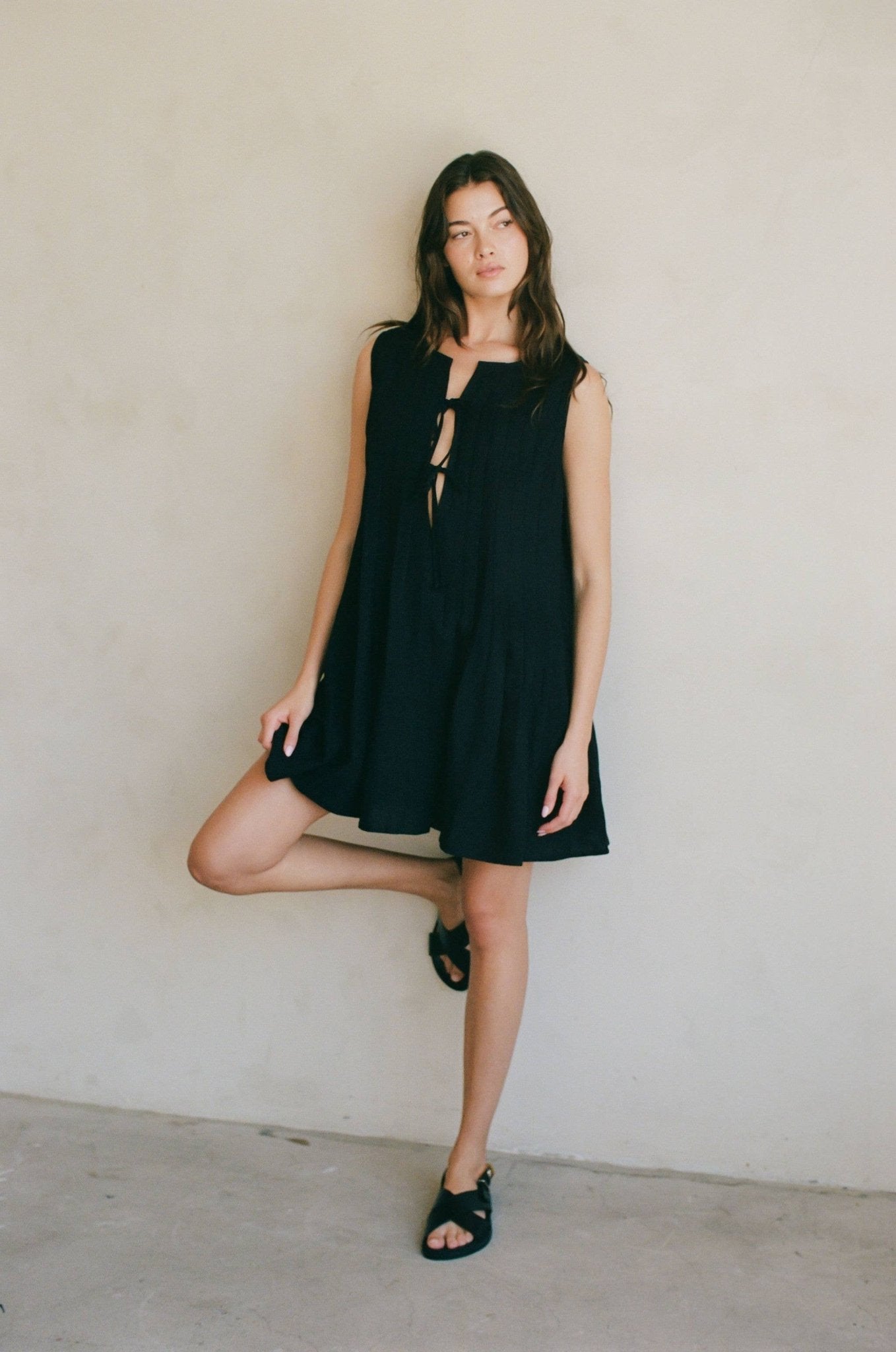 Linen Flare Mini Dress - Echo Market