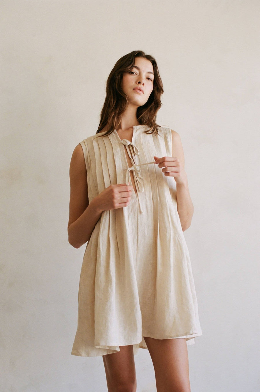 Linen Flare Mini Dress - Echo Market