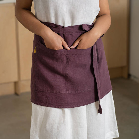 Linen Half Apron with Pocket One Size - Echo Market