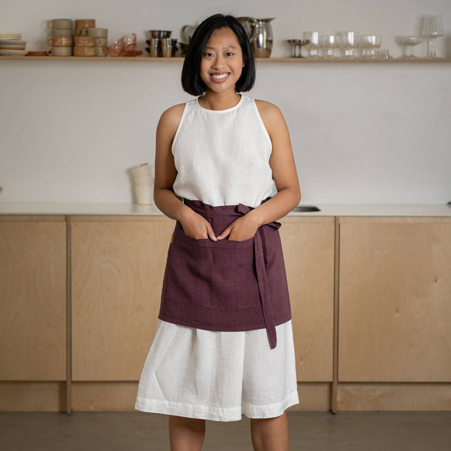 Linen Half Apron with Pocket One Size - Echo Market