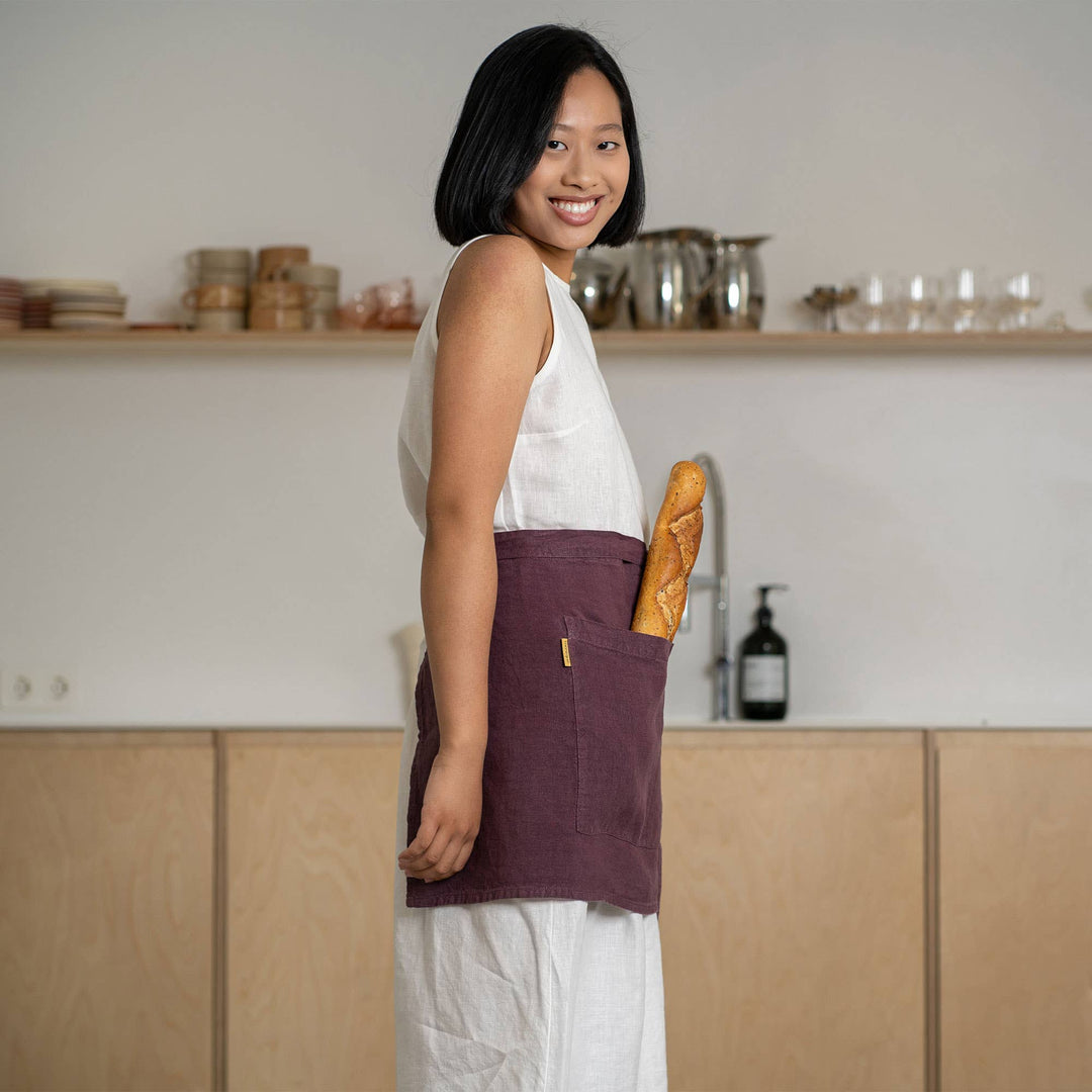 Linen Half Apron with Pocket One Size - Echo Market