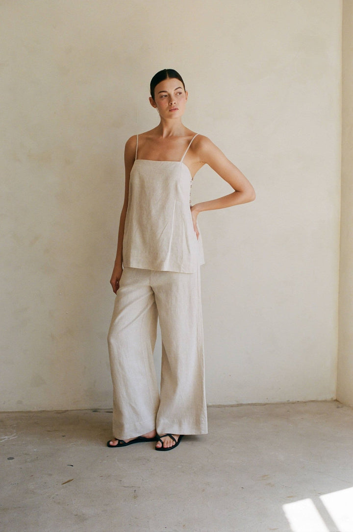 Linen Tie Strap Top | Linen - Echo Market