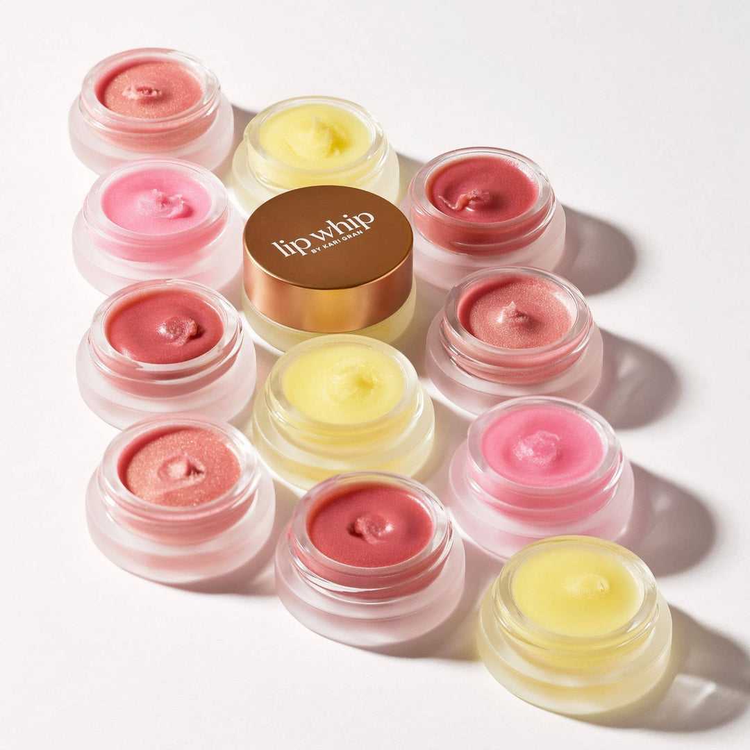 Set of lip balm jars with &