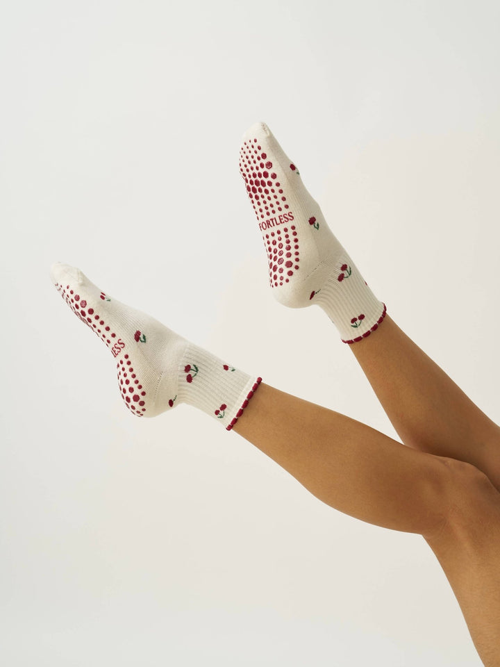 🍒 Little Cherry Petal Grip Sock | Pilates Socks - Echo Market