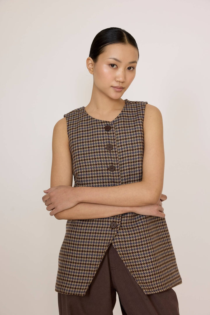 Longline Vest | Wool Plaid - Echo Market