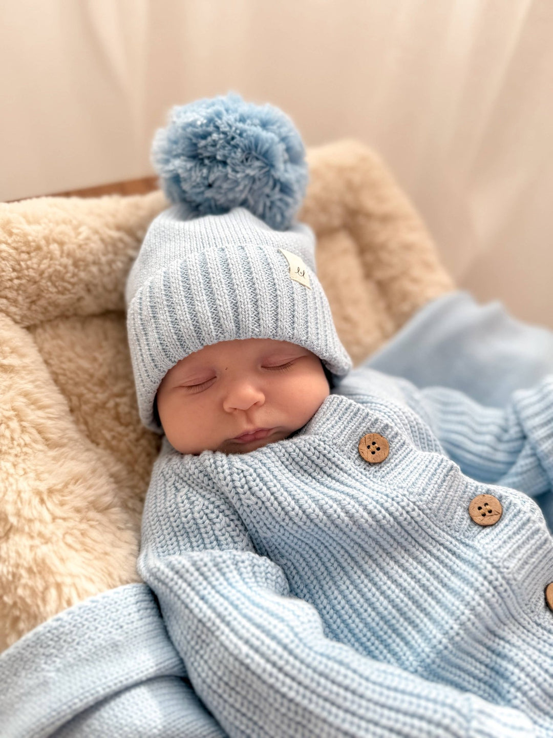 Luna + Luca Pom Beanie | Powder Blue - Echo Market