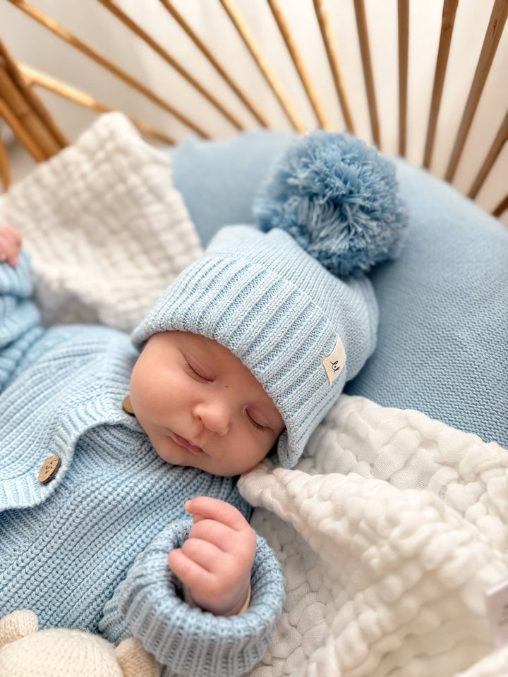 Luna + Luca Pom Beanie | Powder Blue - Echo Market