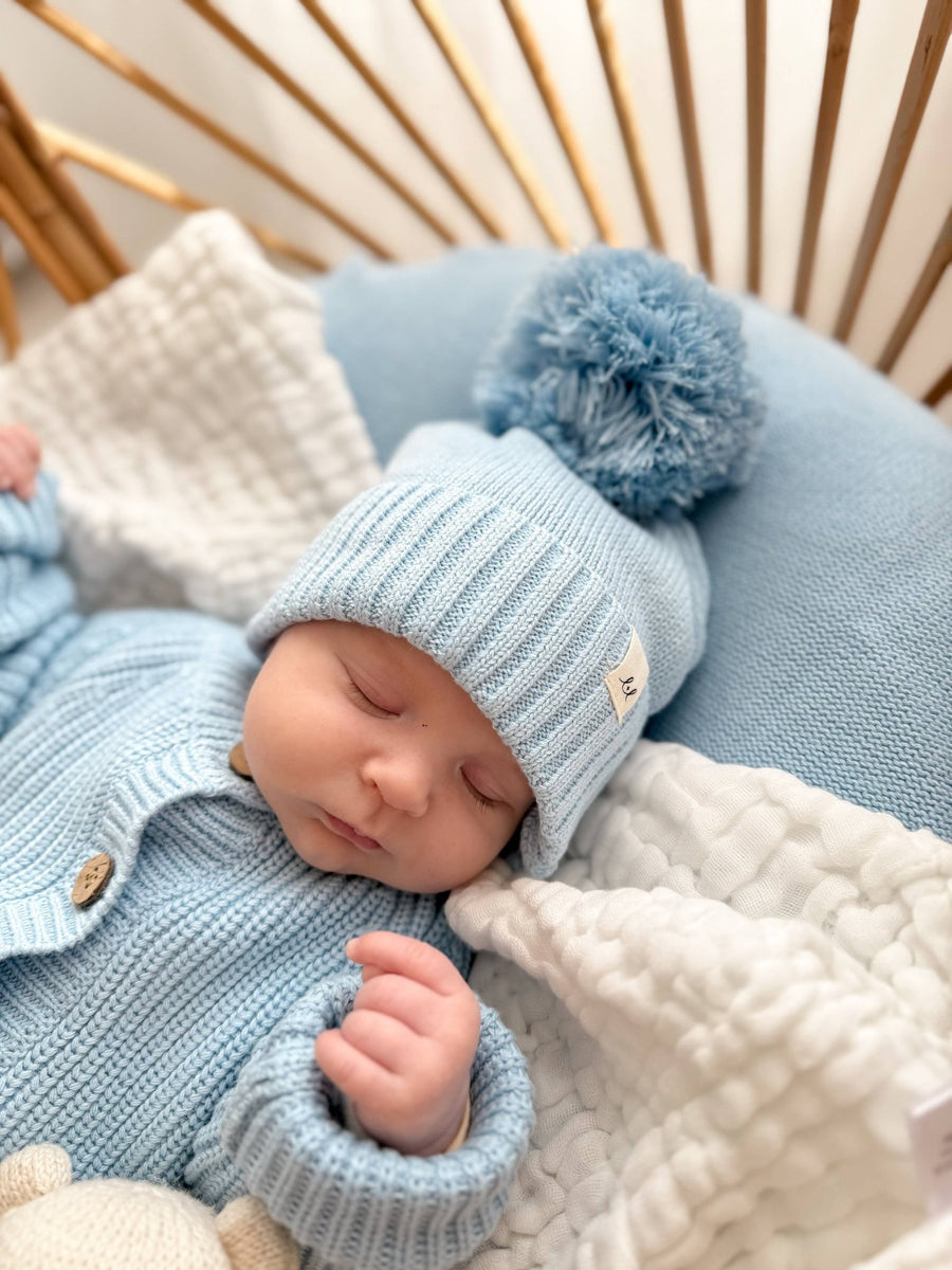 Luna + Luca Pom Beanie | Powder Blue - Echo Market